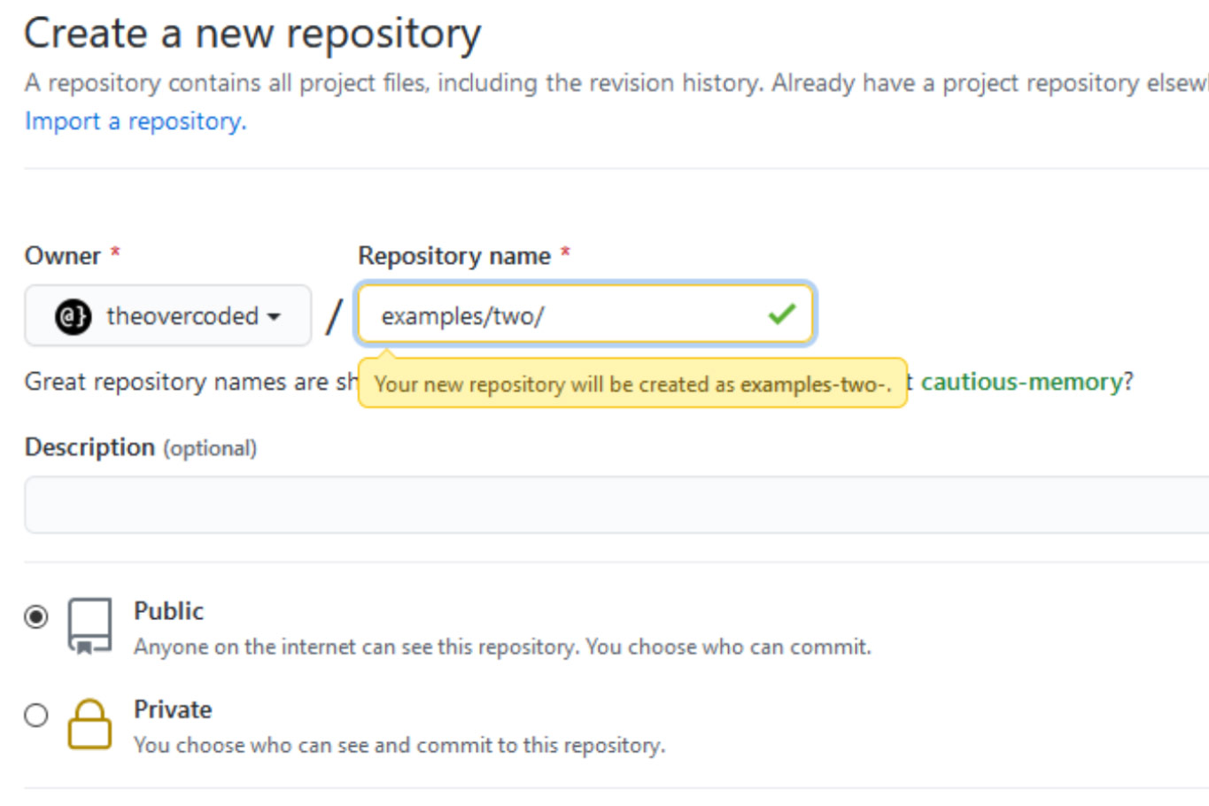 github repo sub directory creation