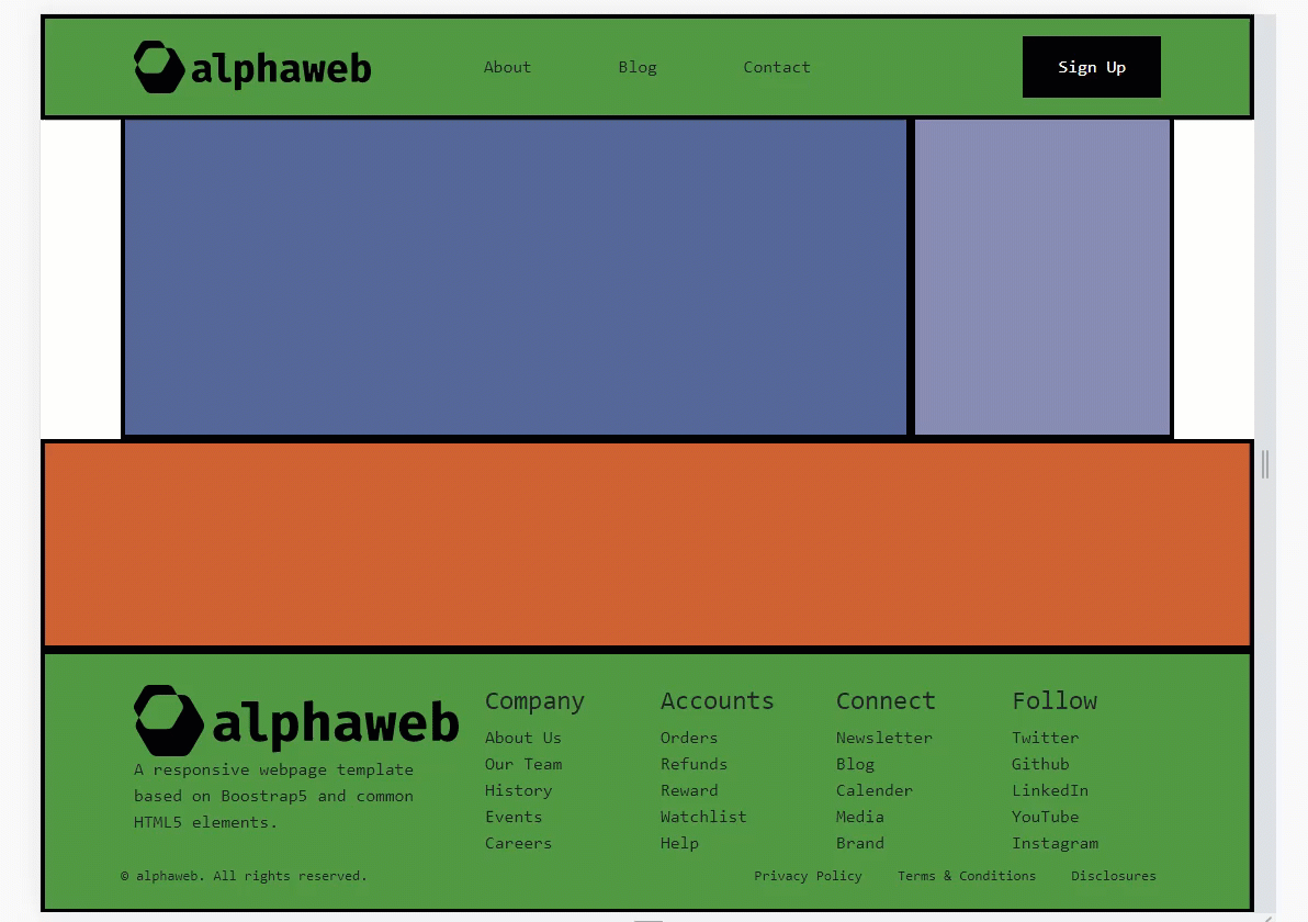 bootstrap responsive layout template alphaweb alpharithms