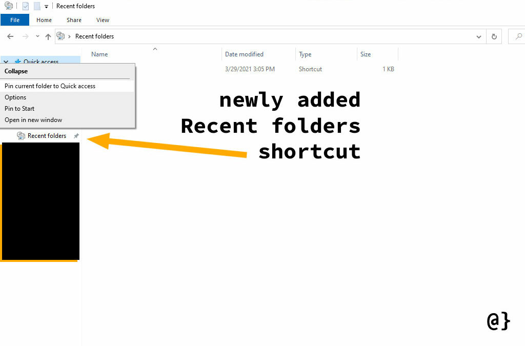 recent folders windows 10 menu